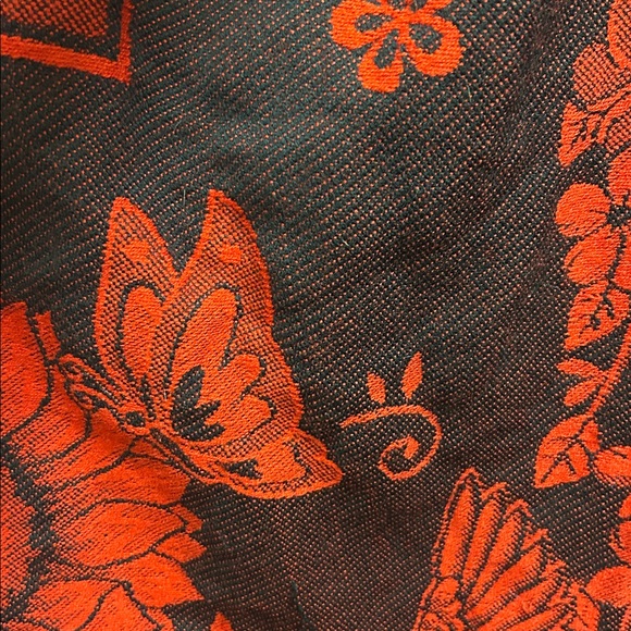 Poncho, Red and Black, Floral Hooded Hummingbird, Butterfly, Flower design, EUC - Picture 12 of 16